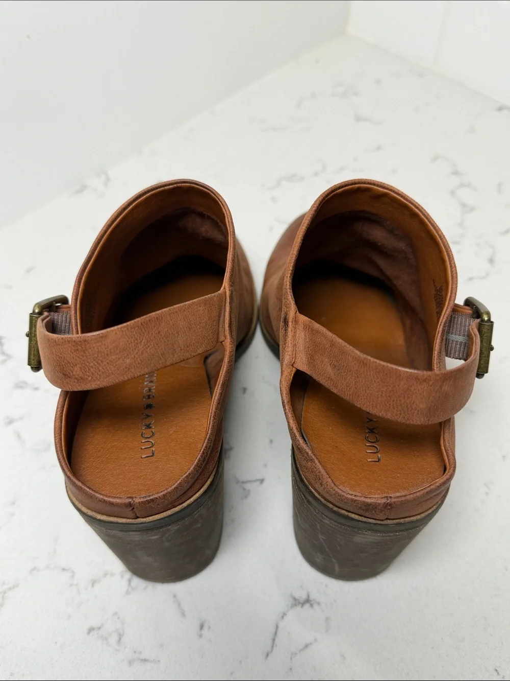 Lucky Brand Brown Leather Slingback Booties